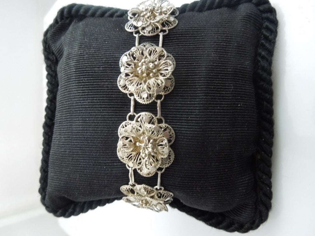 q103 Vintage Sterling Silver Flower Bracelet For Women/Girl