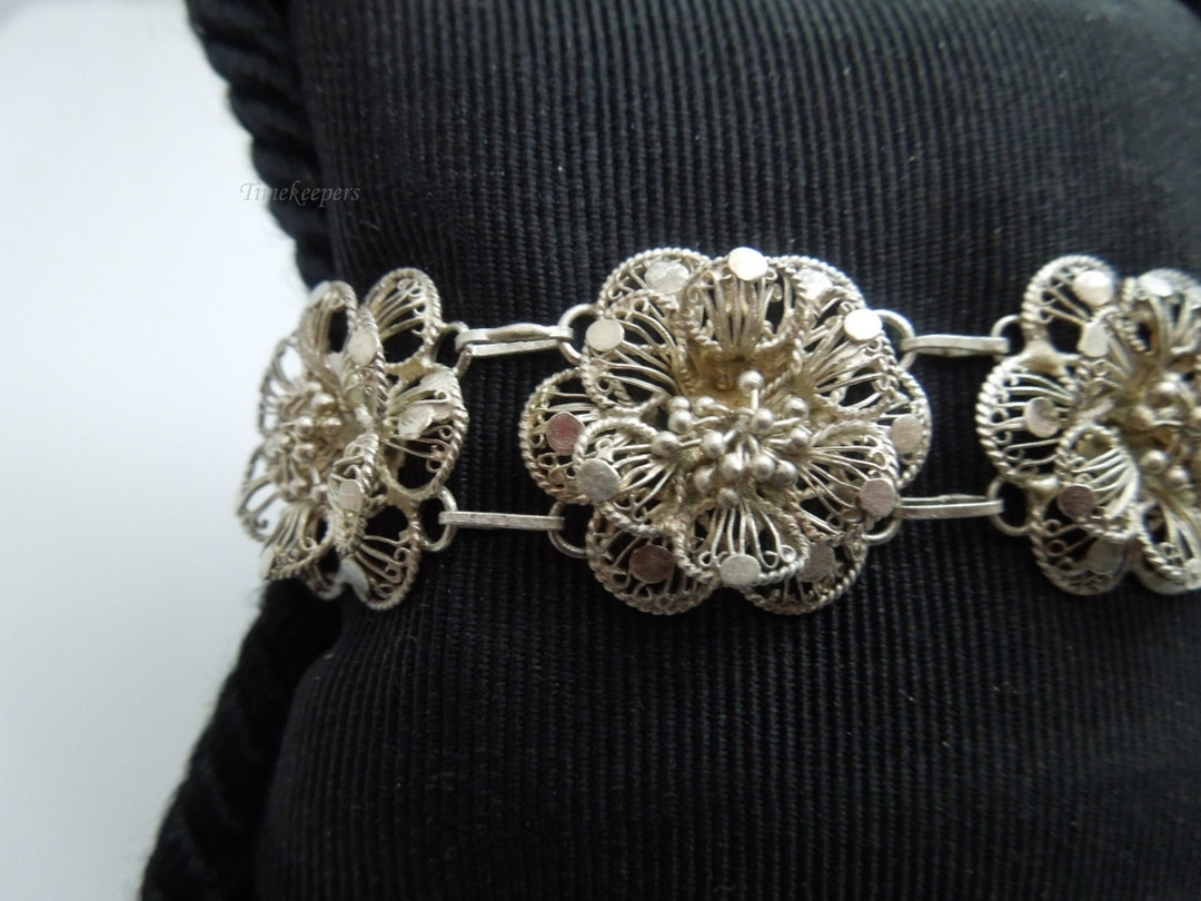 q103 Vintage Sterling Silver Flower Bracelet For Women/Girl