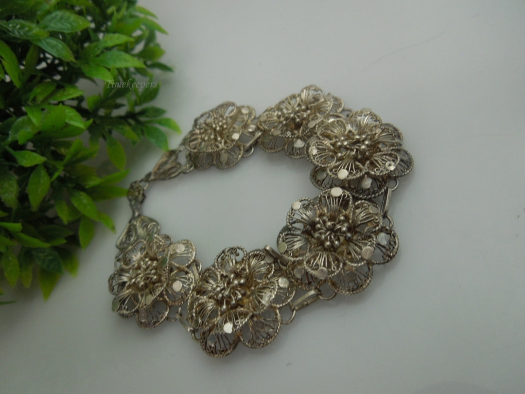 q103 Vintage Sterling Silver Flower Bracelet For Women/Girl