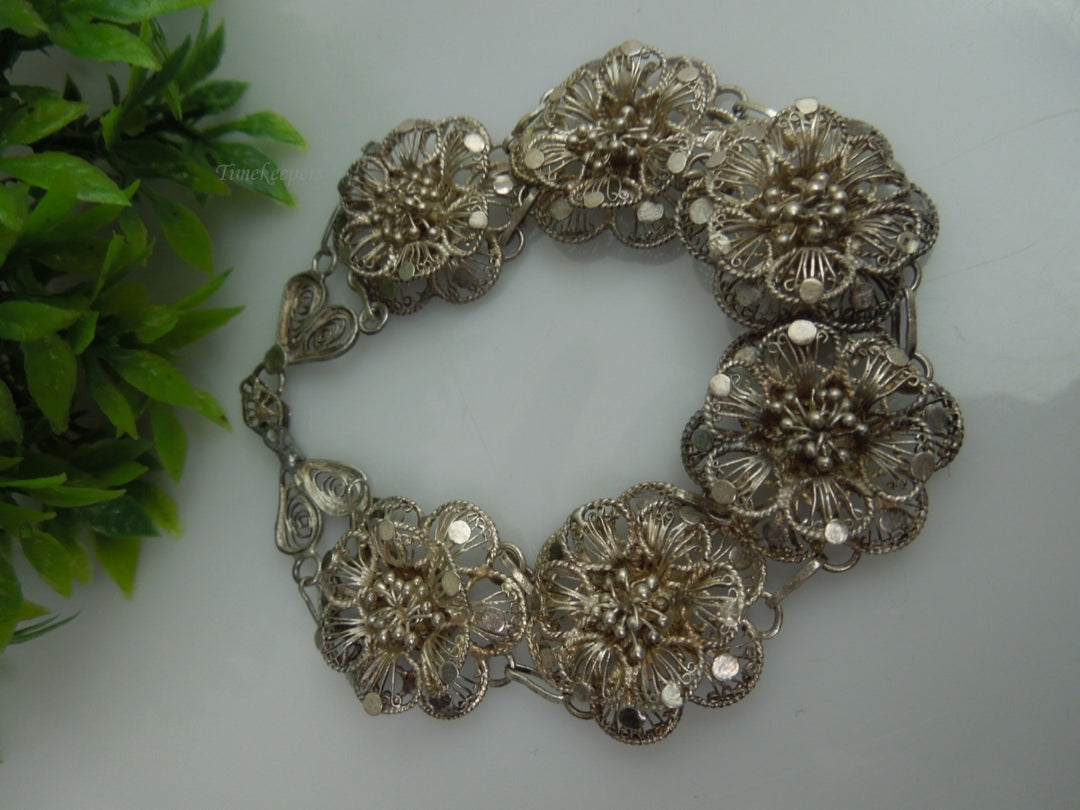 q103 Vintage Sterling Silver Flower Bracelet For Women/Girl