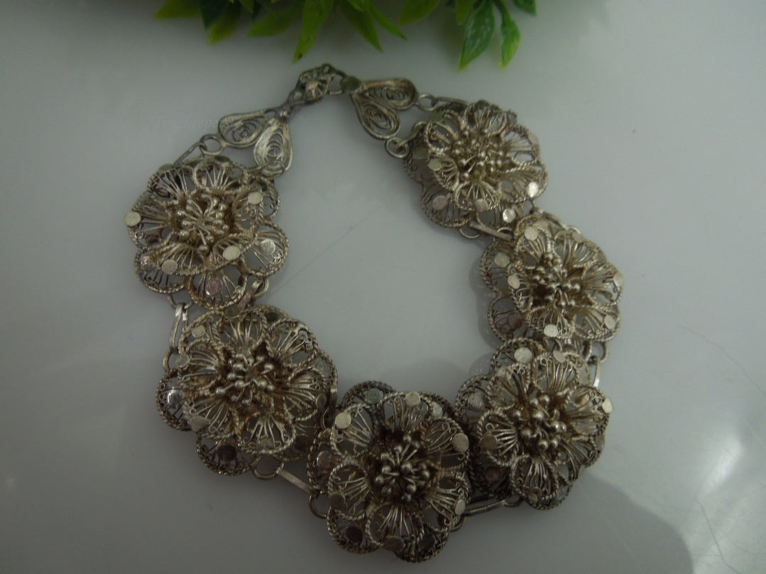 q103 Vintage Sterling Silver Flower Bracelet For Women/Girl
