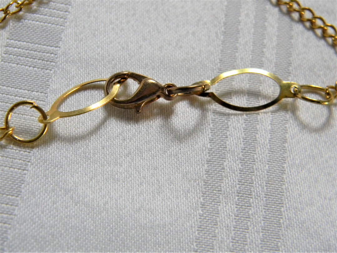 h534 Pretty Retro Long Chain Black Beaded Tassel Gold Tone Necklace