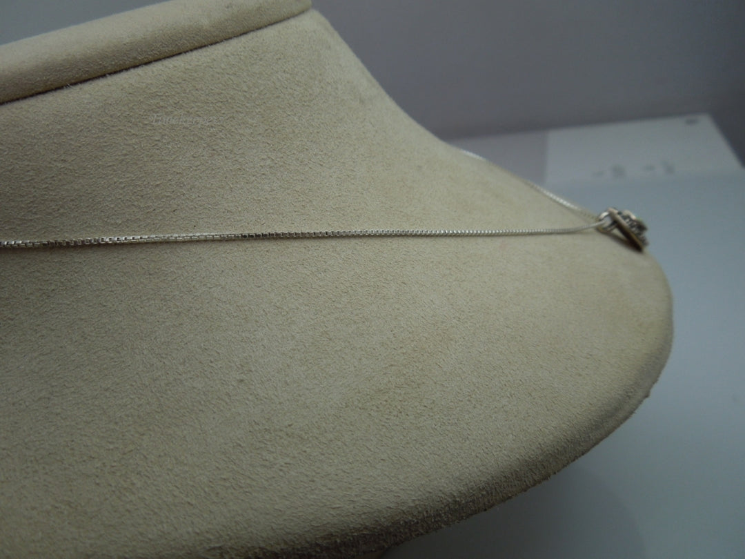 q109 Ladies Sterling Silver Chain 18.5" with an Opal and Marcasite Pendant