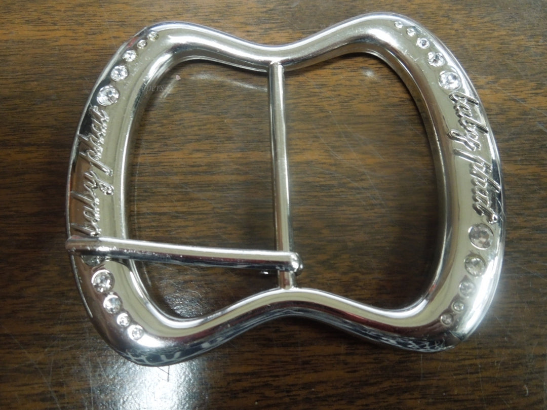 r318 Vintage Baby Phat Logo Silver Tone rhinestones Rectangular Huge Belt Buckle