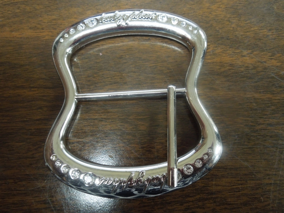 r318 Vintage Baby Phat Logo Silver Tone rhinestones Rectangular Huge Belt Buckle