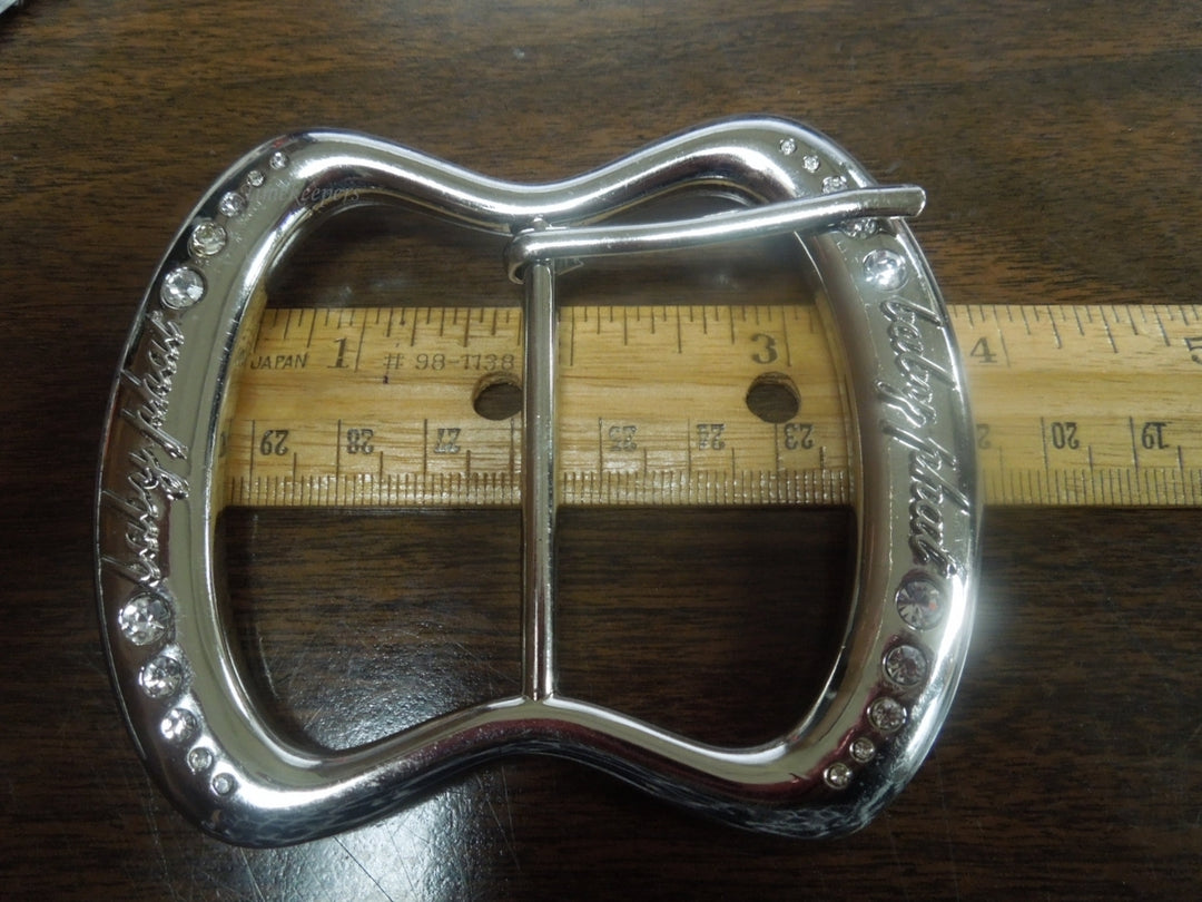 r318 Vintage Baby Phat Logo Silver Tone rhinestones Rectangular Huge Belt Buckle