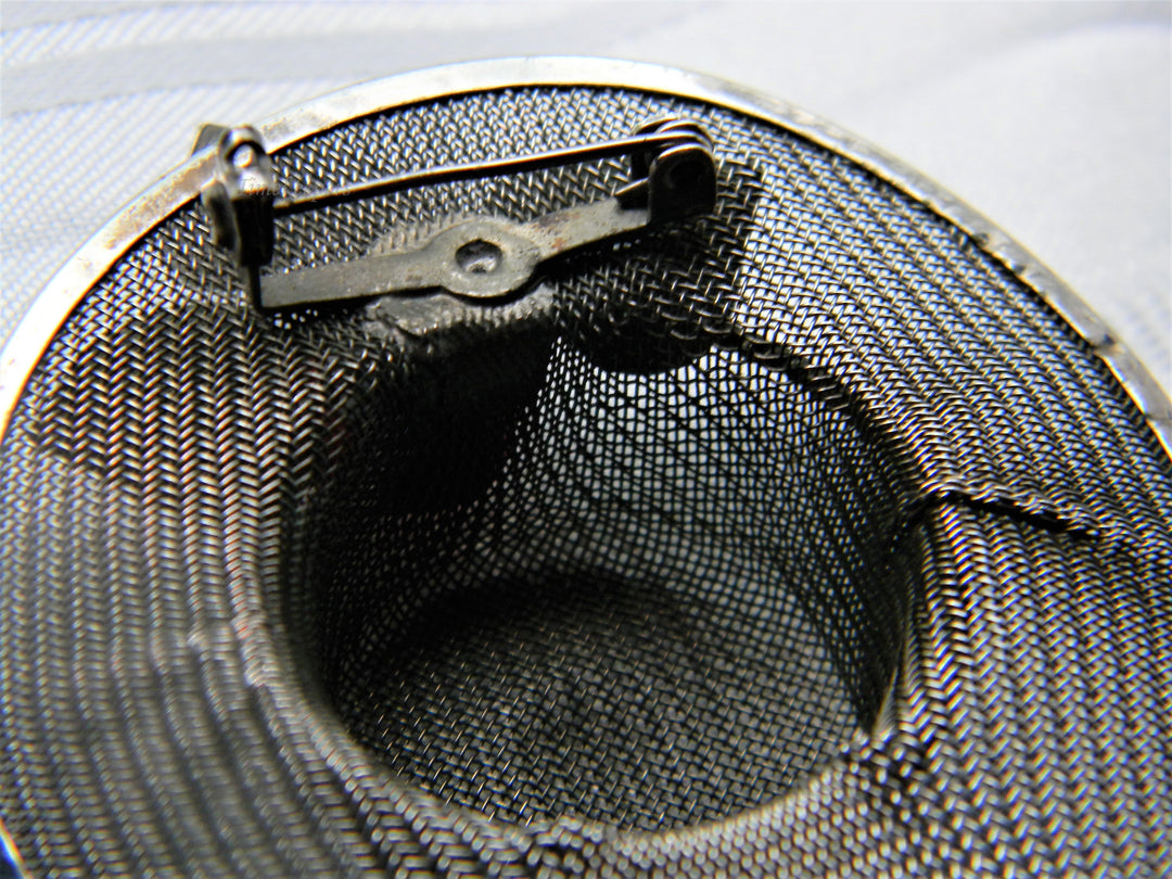 j488 Beautiful Unique Mesh Pin shaped like a Hat with a Red Rose