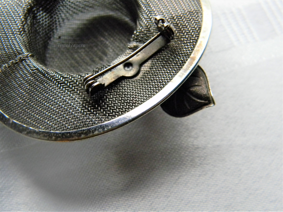 j488 Beautiful Unique Mesh Pin shaped like a Hat with a Red Rose