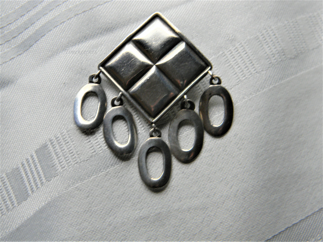 j489 Unique Vintage Sterling Silver Convertible Brooch/ Pendant