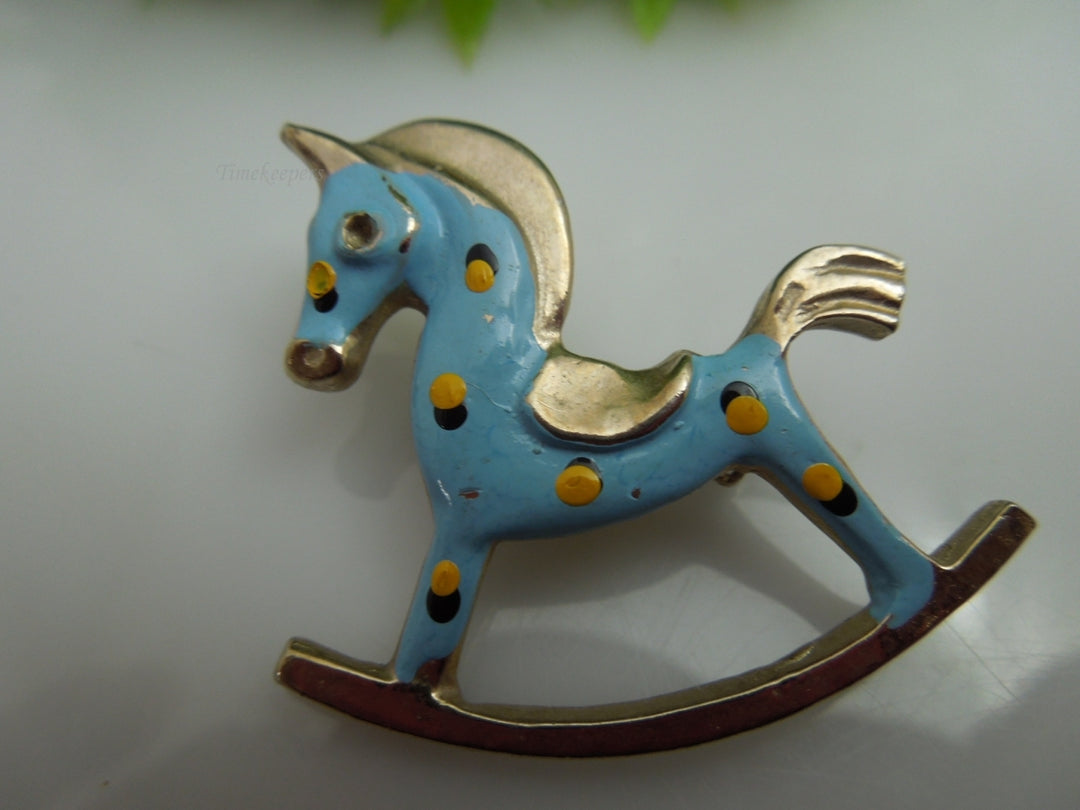 q113 Silver Tone Cute Little Rocking Horse Pin/Brooch