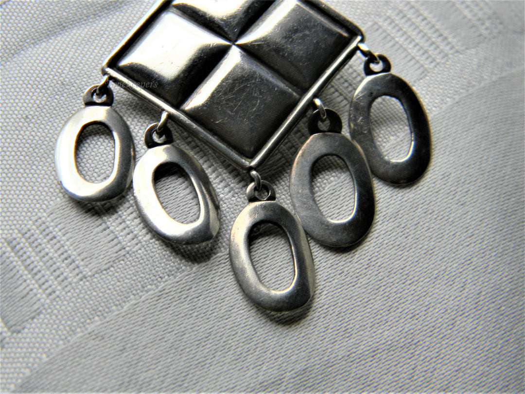 j489 Unique Vintage Sterling Silver Convertible Brooch/ Pendant