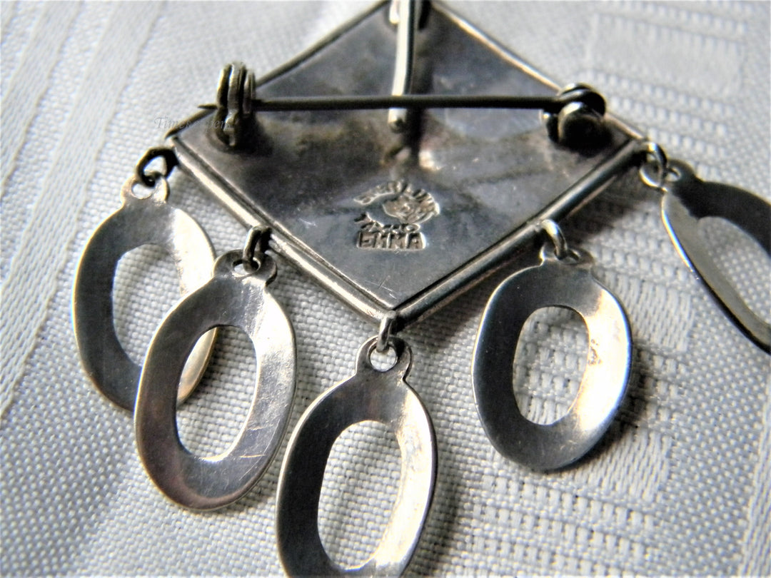 j489 Unique Vintage Sterling Silver Convertible Brooch/ Pendant