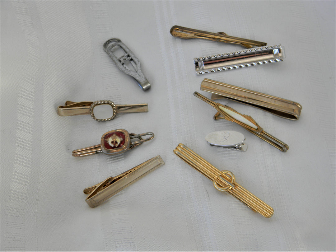 h554 Vintage Lot of 10 Tie Bars Brand and Finish Varies