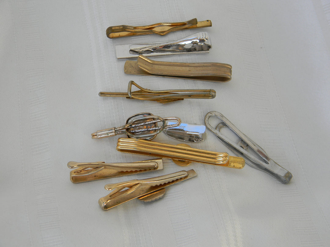 h554 Vintage Lot of 10 Tie Bars Brand and Finish Varies