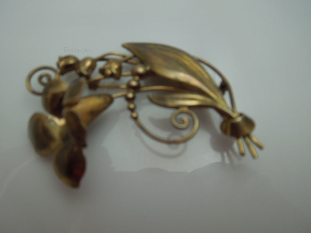 q130 Vintage 12k Gold Filled on Sterling Silver Beautiful Tulip Flower Pin/Brooch