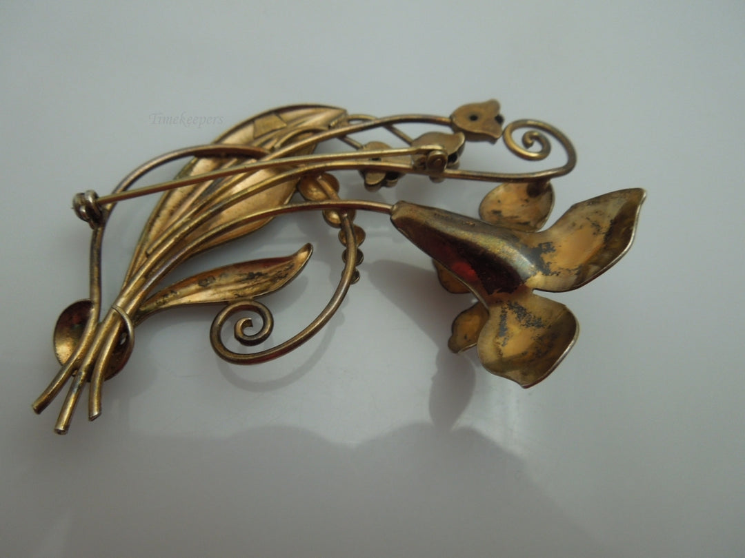 q130 Vintage 12k Gold Filled on Sterling Silver Beautiful Tulip Flower Pin/Brooch