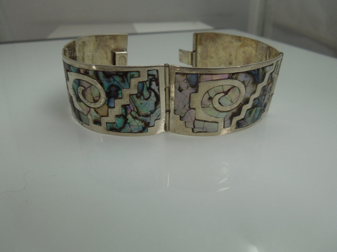 q147 Mexican Sterling Silver Bangle Bracelet 925 Size-6.5"