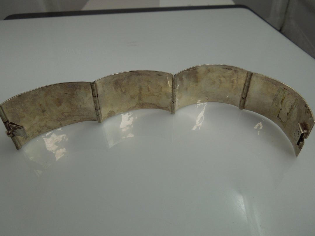 q147 Mexican Sterling Silver Bangle Bracelet 925 Size-6.5"