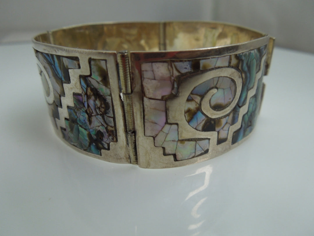 q147 Mexican Sterling Silver Bangle Bracelet 925 Size-6.5"