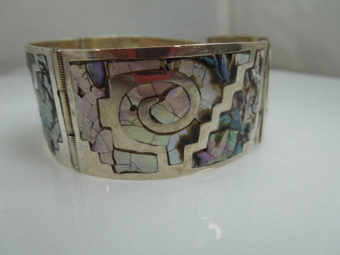 q147 Mexican Sterling Silver Bangle Bracelet 925 Size-6.5"