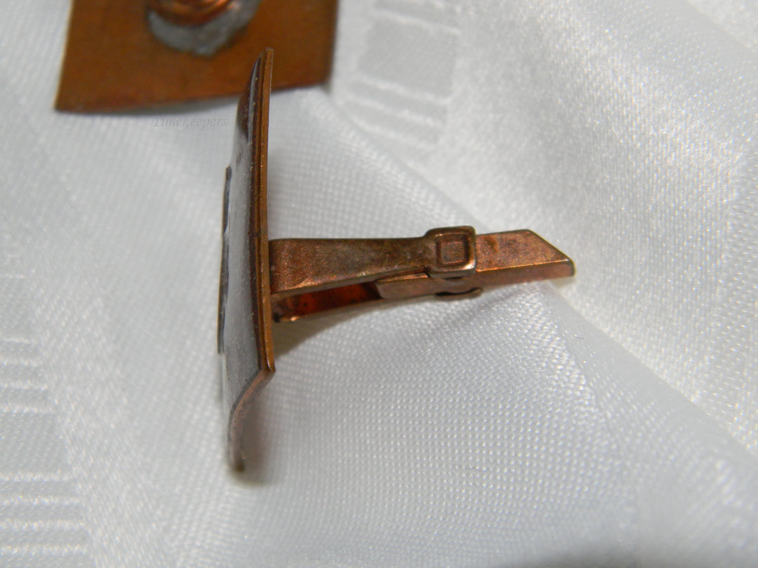 j498 Vintage Copper Tone Cufflinks with Modern Design and Resin Top
