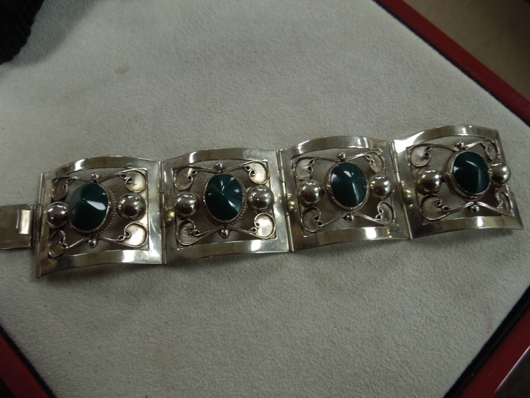 q150 Sterling Silver Made In Mexico Wide Bracelet 7"