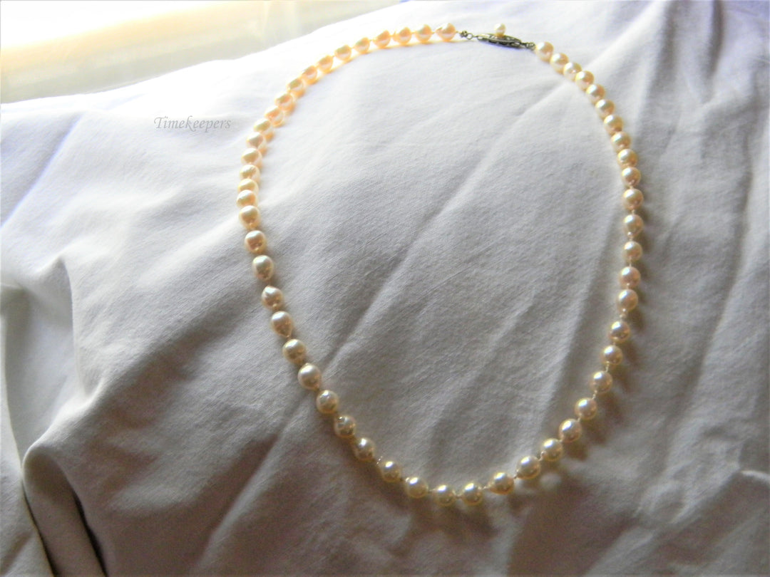 j505 Beautiful Fresh Water Knotted Pearl Necklace with Sterling Silver Clasp