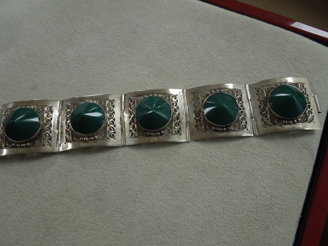 q151 Sterling Silver Made In Mexico Wide Bracelet 7"