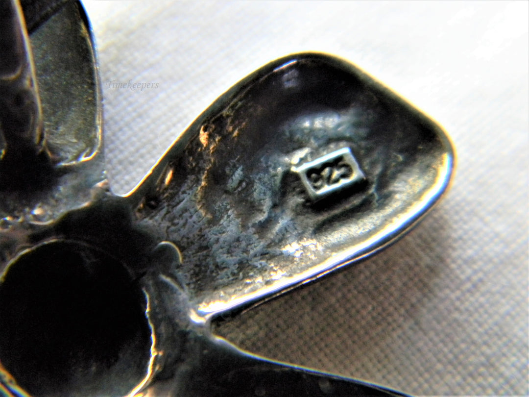 j513 Unique Sterling Silver Flower Pendant on Black Cord from Thailand