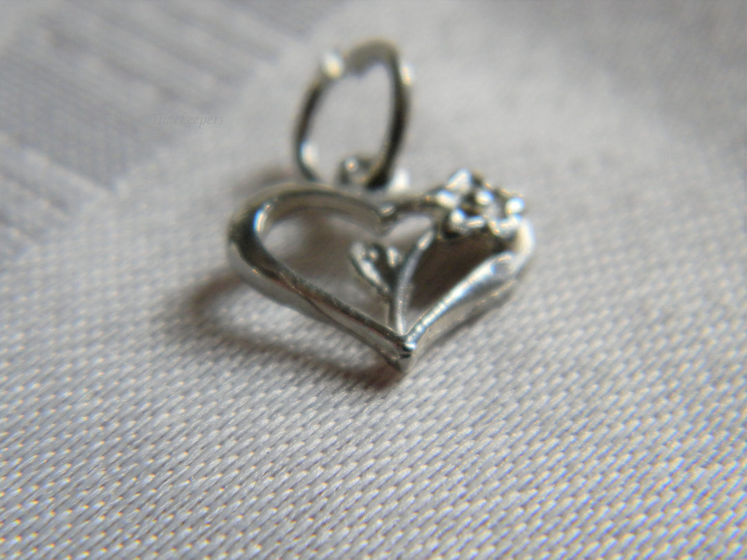 h582 Great Cute Sterling Heart with flower Charm or Pendant