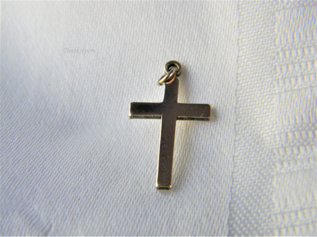 j519 Vintage 12k Gold Filled Embossed Cross Pendant in Gold Tone