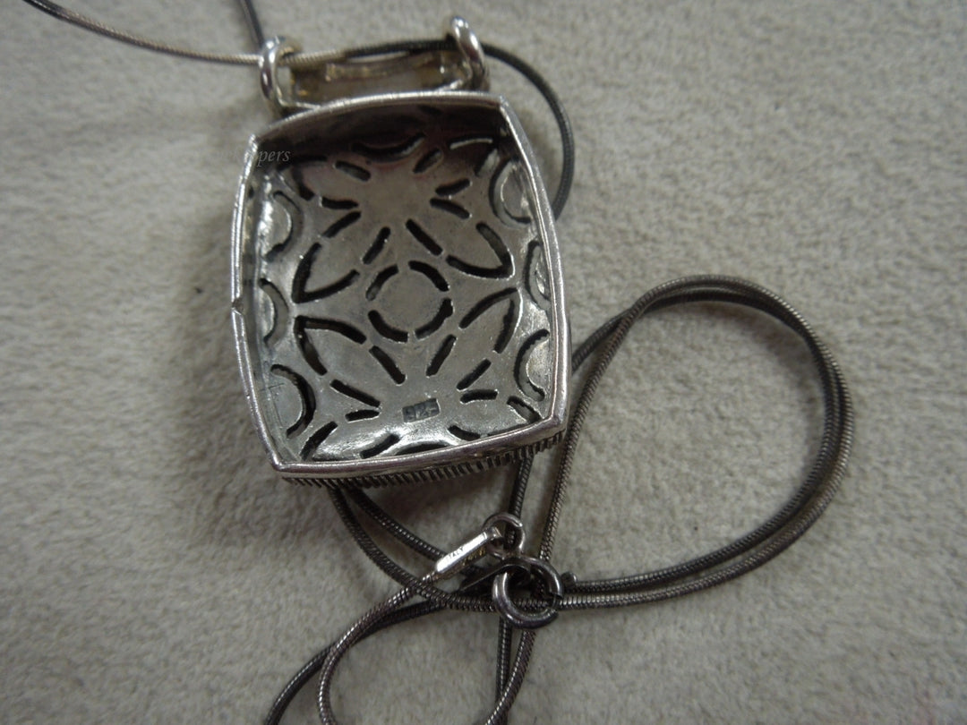 q165 Sterling Silver Chain 18" and Marcasite Pendant