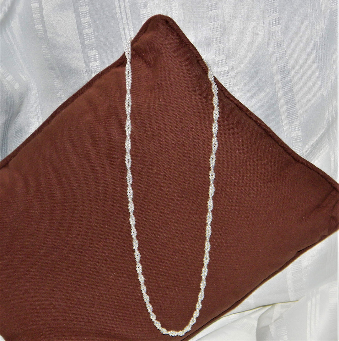 j523 Lovely Continuous Faux Pearl Twisted Double Strand Necklace