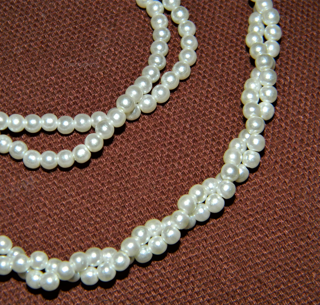 j523 Lovely Continuous Faux Pearl Twisted Double Strand Necklace