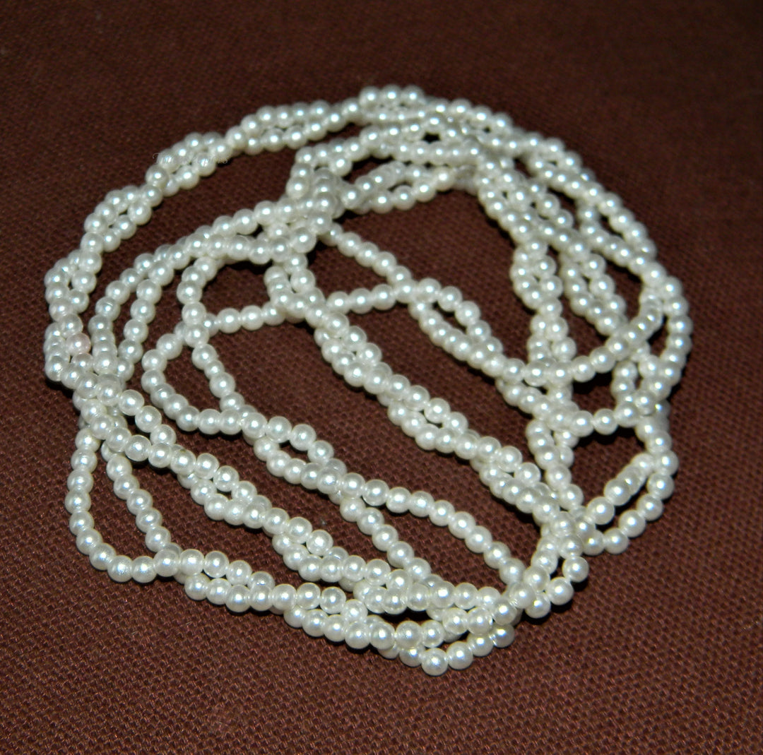 j523 Lovely Continuous Faux Pearl Twisted Double Strand Necklace