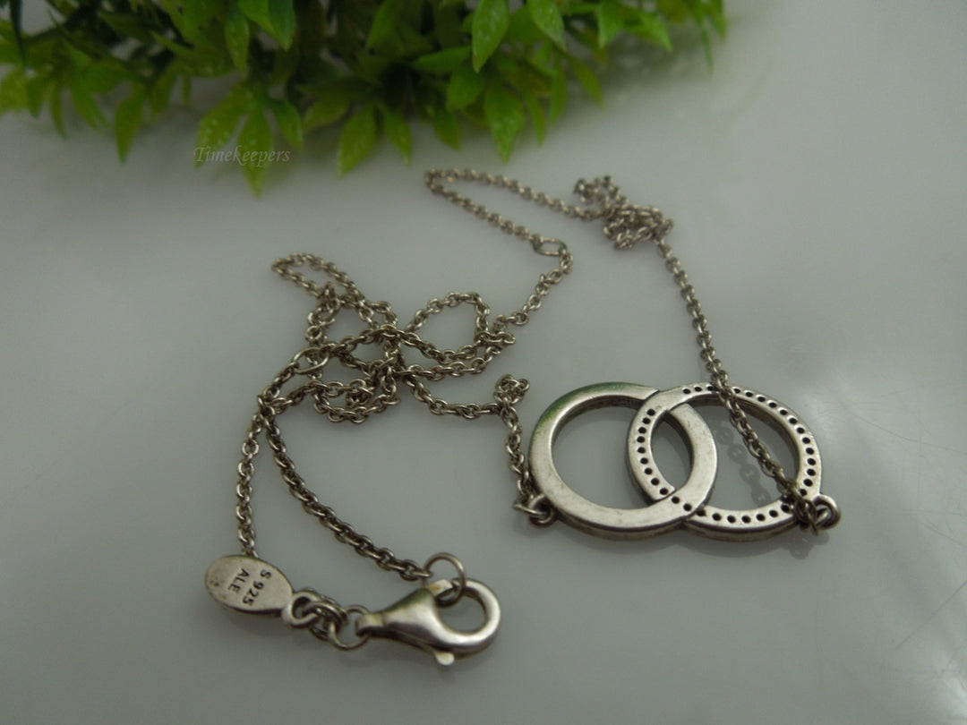 q172 Sterling Silver Dual O Pendant Pandora Necklace 18"