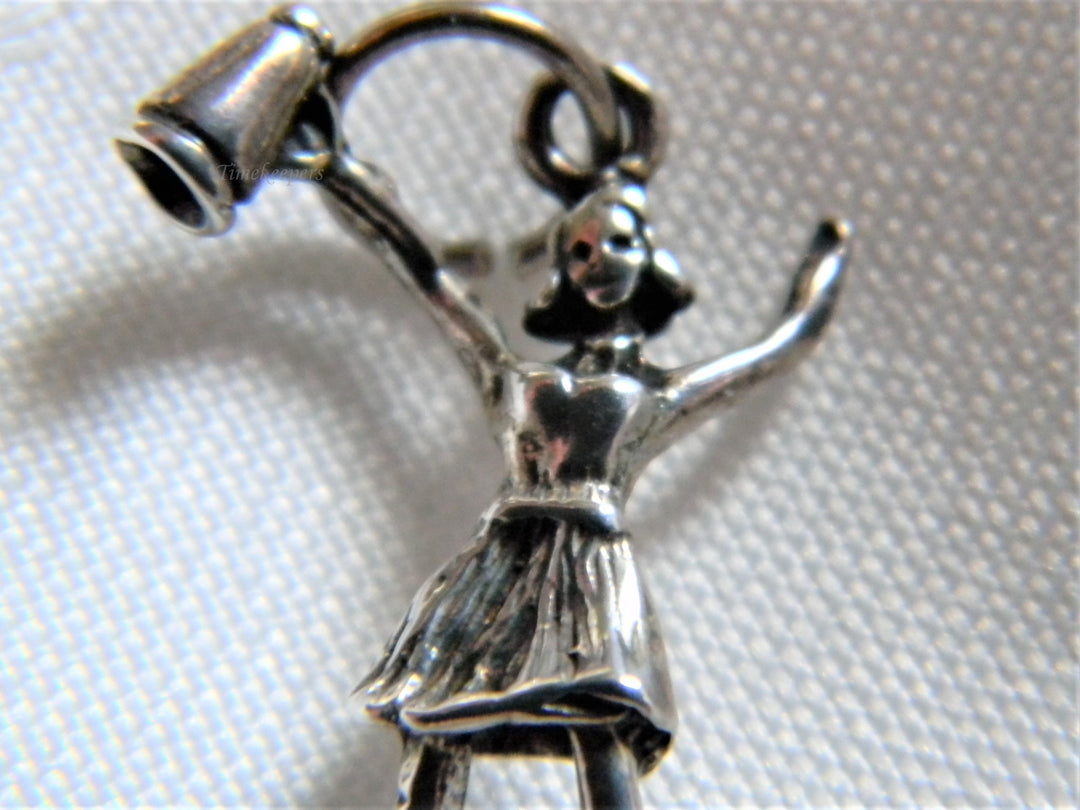 h587 Cute Sterling Silver Cheerleader with Mega Phone Charm or Pendant