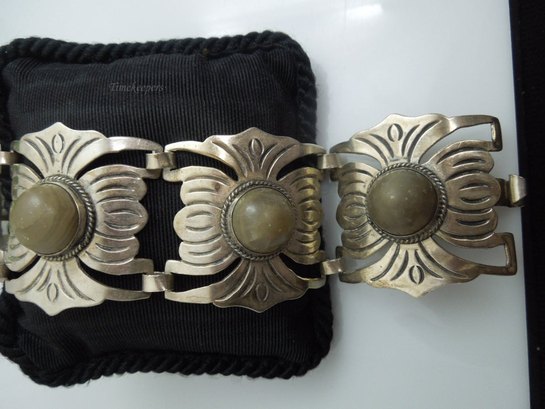 q177 Antique Sterling Silver Heavy Wide Bracelet 7"