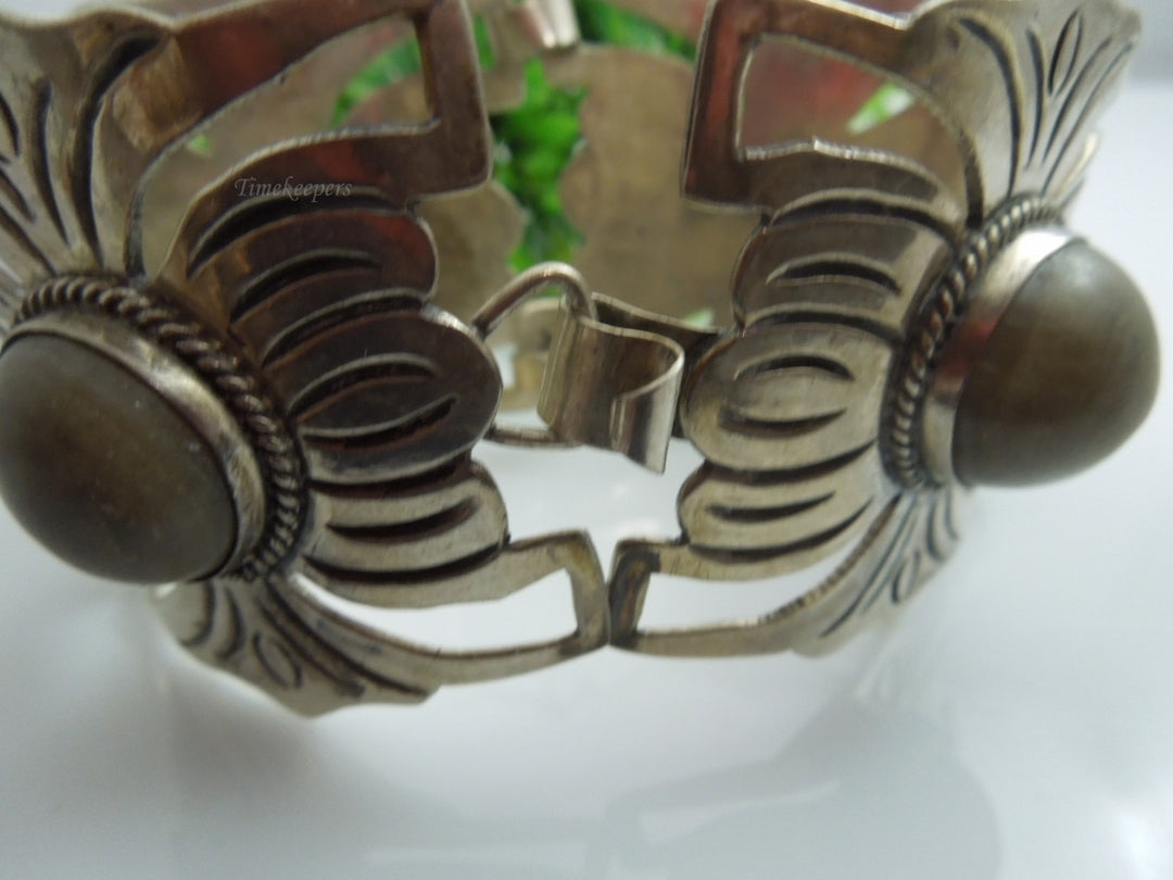 q177 Antique Sterling Silver Heavy Wide Bracelet 7"