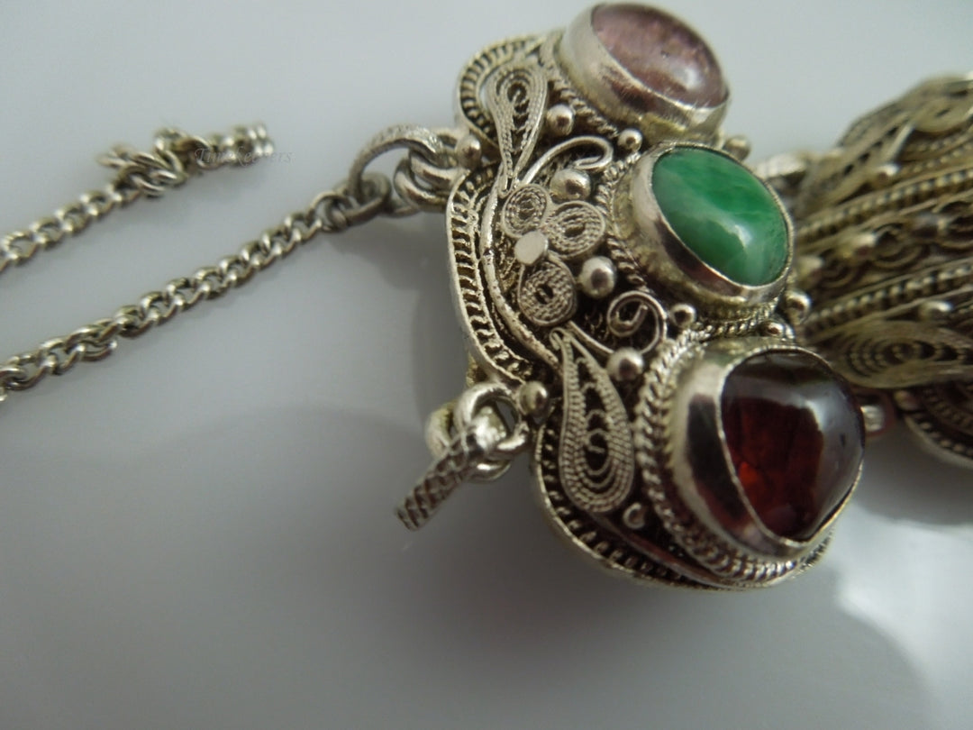 q176 Vintage Sterling Silver Heavy Wide Filigree Bracelet 6.75"