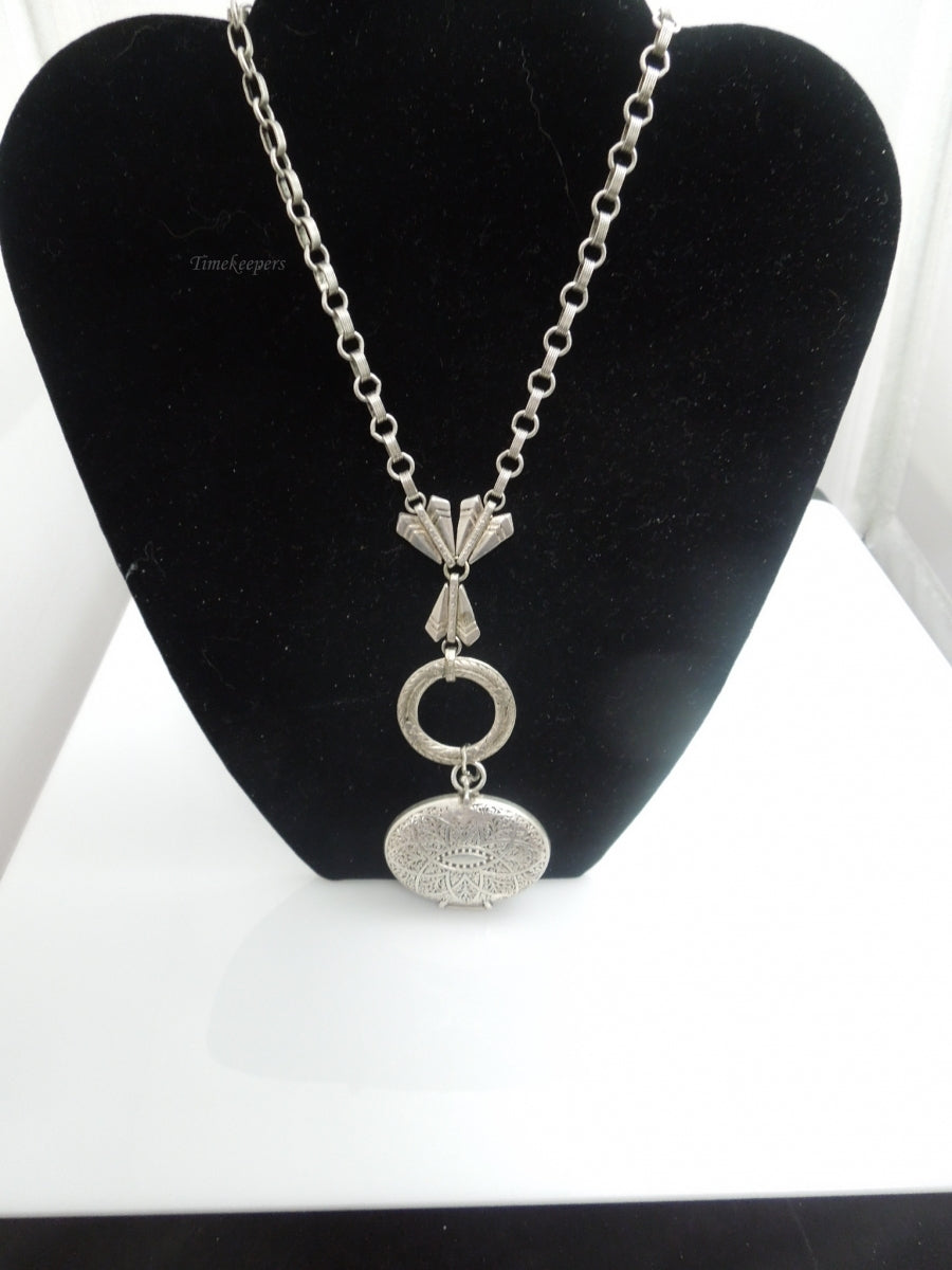 q181 Sterling Silver Beautiful Necklace and Antique Locket with Two places for Photos Inside