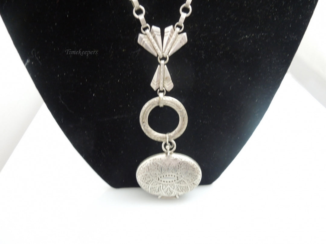 q181 Sterling Silver Beautiful Necklace and Antique Locket with Two places for Photos Inside