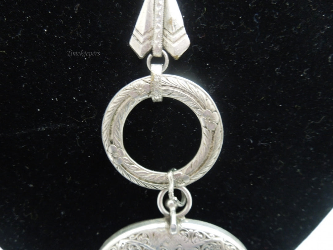 q181 Sterling Silver Beautiful Necklace and Antique Locket with Two places for Photos Inside