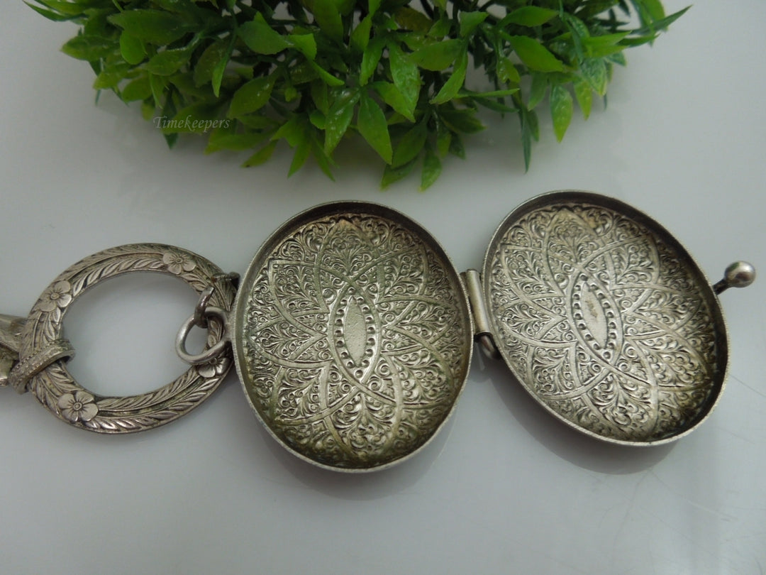 q181 Sterling Silver Beautiful Necklace and Antique Locket with Two places for Photos Inside