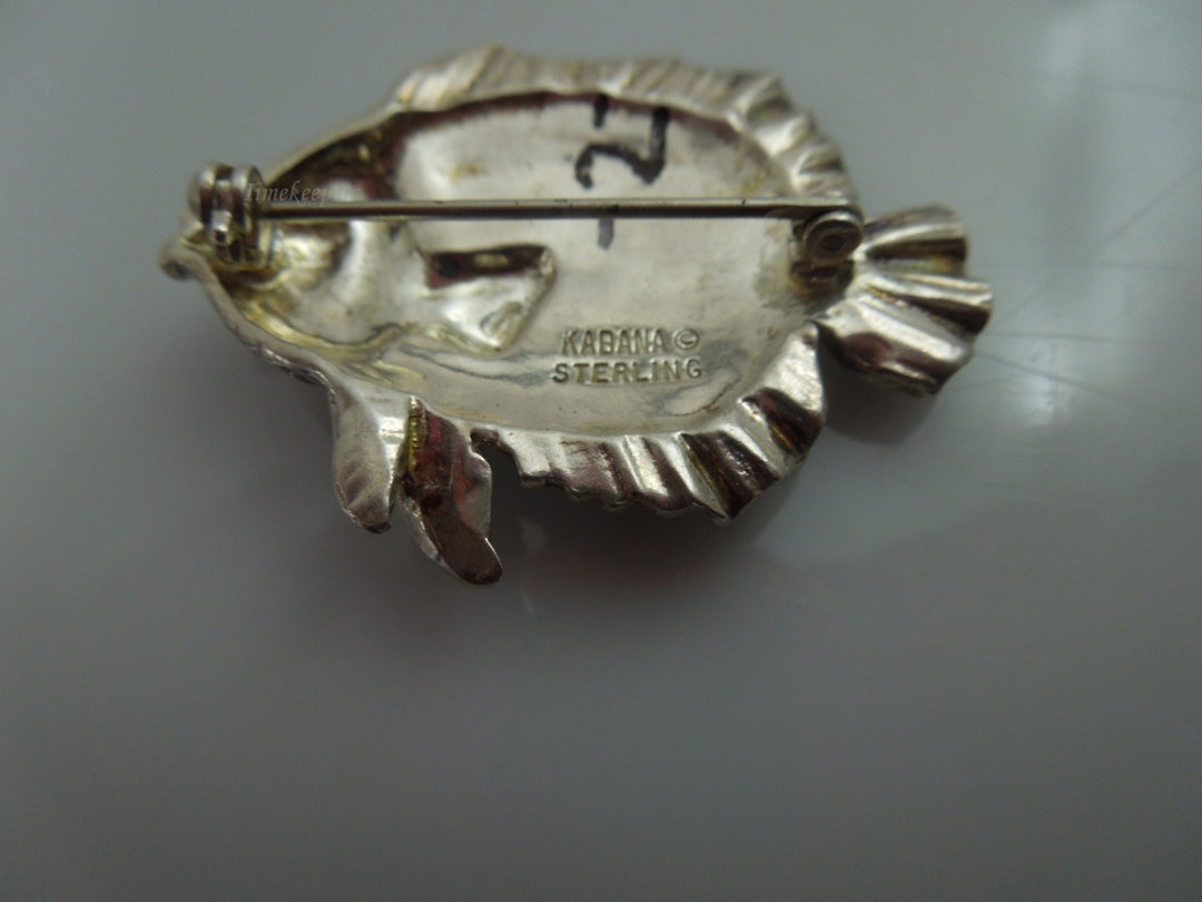 q183 Sterling Silver Kabana Angle Enamel Fish Pin/Brooch/Charm