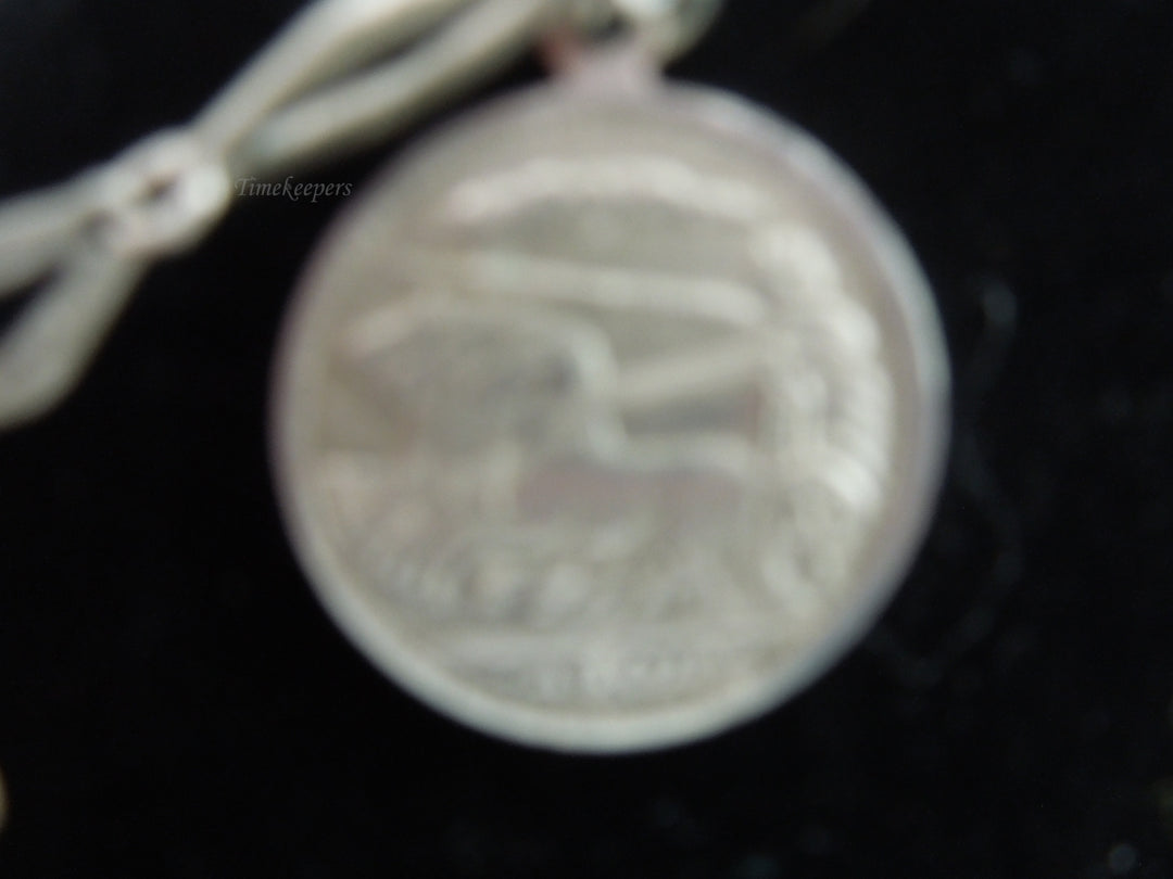 q197 Vintage Sterling Silver Multi Countries Coin Pendant /Necklace/Chain 38"