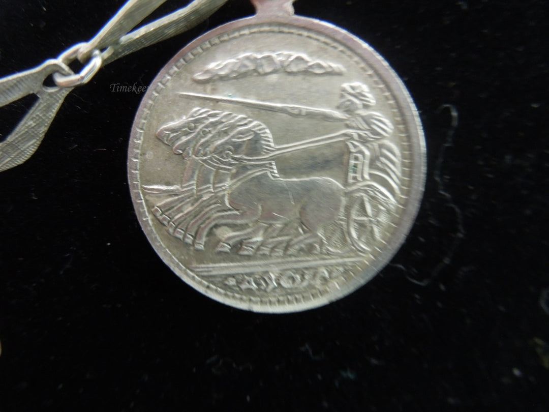 q197 Vintage Sterling Silver Multi Countries Coin Pendant /Necklace/Chain 38"
