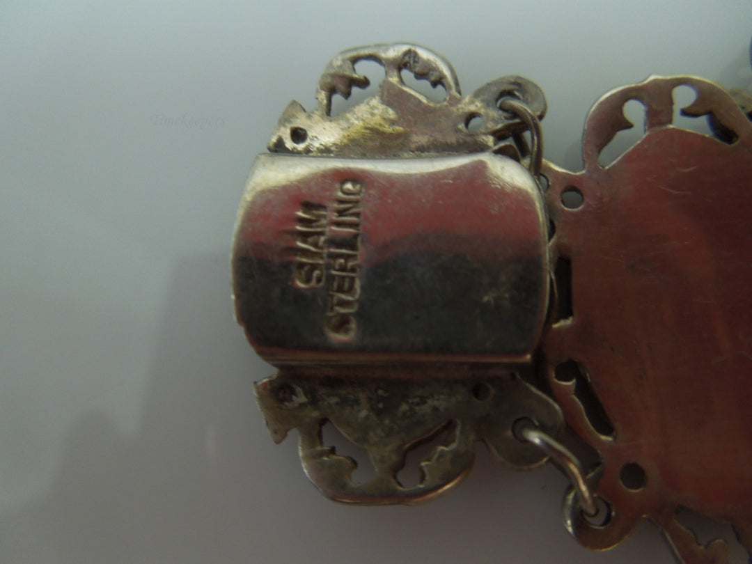 q192 1930 Sterling Silver 925 Siam Niello Exotic Dancers Bracelet 6.5"