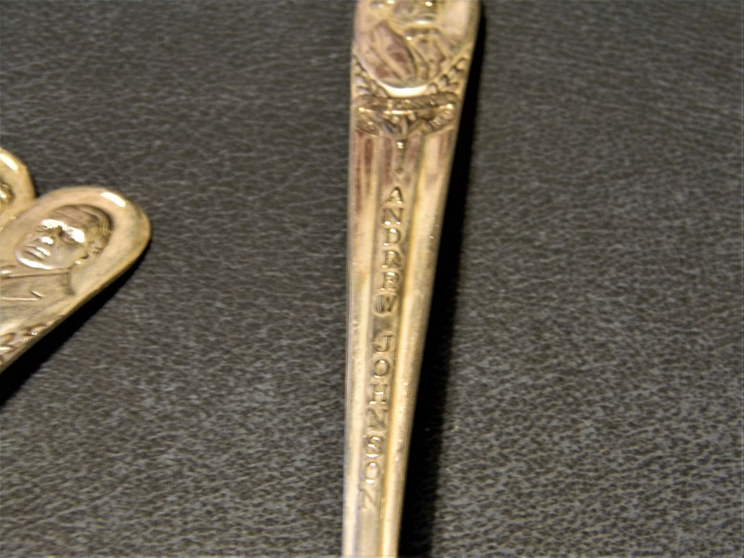 h608 Preowned Collection of 37 U.S.A. Presidential Spoons W. M. Rogers Co.