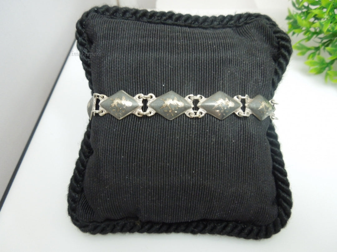 q195 1930 Sterling Silver 925 Siam Niello Exotic Dancers Bracelet 7"